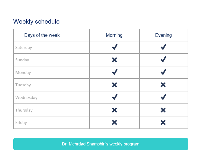 برنامه هفتگی Dr.Shamshiri